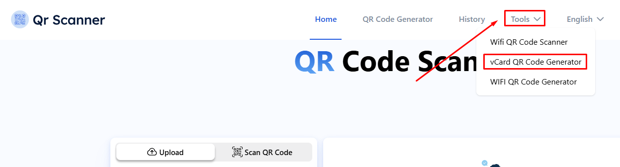 create vcard QR