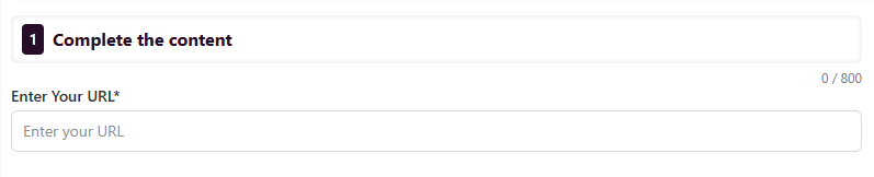 Content input field for entering a URL in the QR code generator